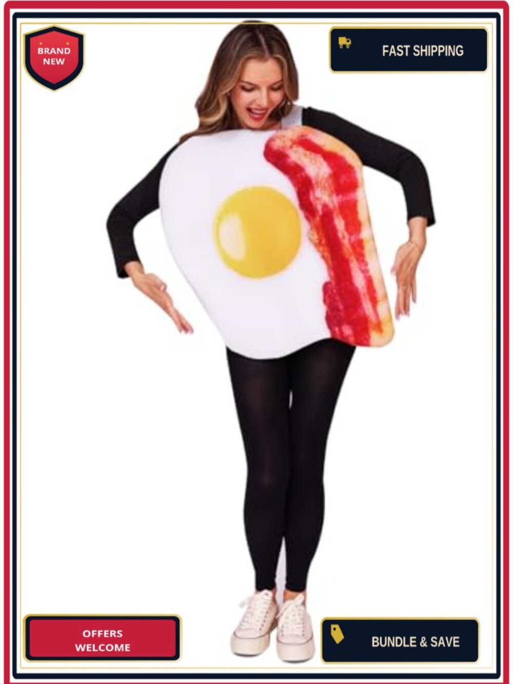 Adult Bacon and Egg Costume Unisex Polyester One Size Halloween
